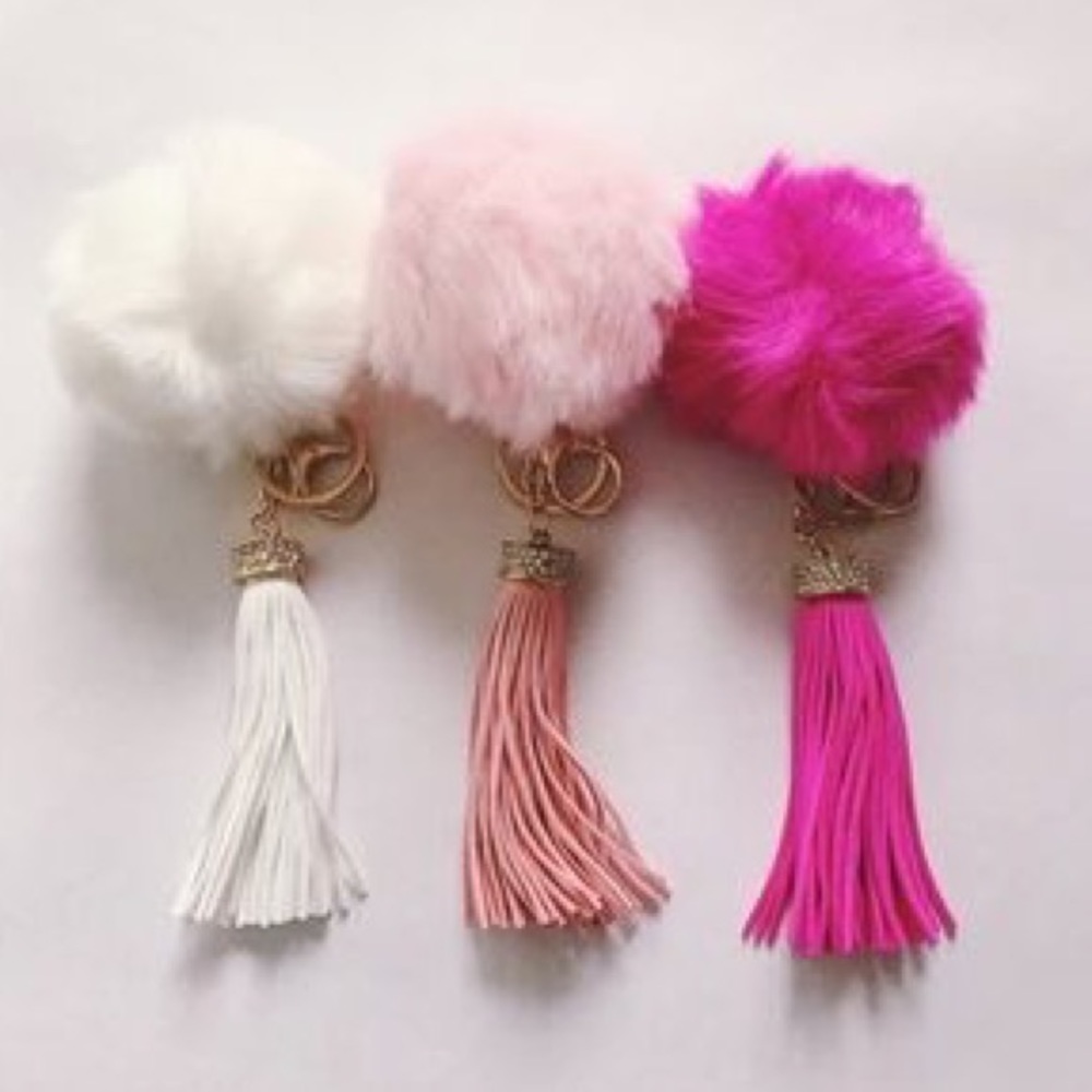 Faux Fur Tassel Keychains